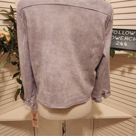 NANETTE LEPORE  NEW LILAC RUFFLE JACKET SIZE 10 - Picture 6 of 9